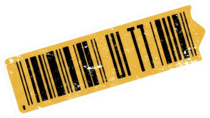 A yellow barcode ticket suitable for retail, event entry, or digital scanning applications.