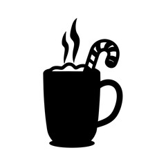 Hot chocolate with candy cane vector graphic christmas holiday season winter beverage design element