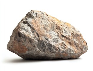 Rough, uneven rock with tan and gray hues.  Solid, substantial, and weighty appearance