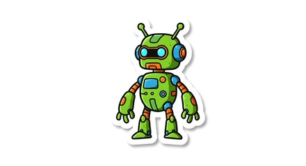 Cartoon Green Robot Character Illustration