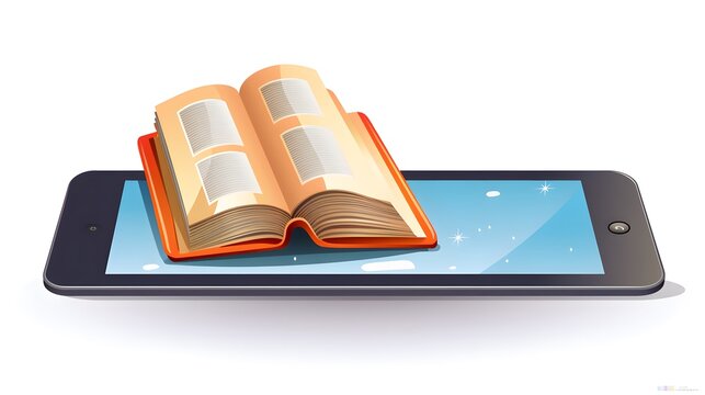 Professional e-book logo design vector for e-library illustration on tablet screen