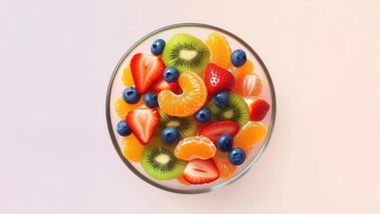 Colorful Fruit Salad in Glass Bowl