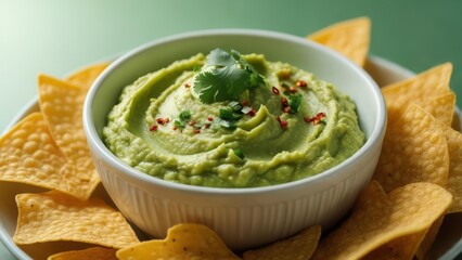 Creamy Guacamole Dip with Tortilla Chips