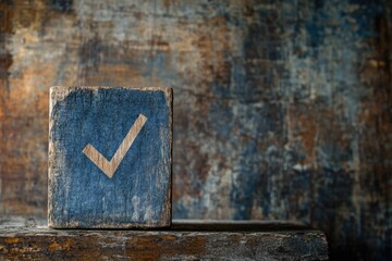 Wooden block with a check mark (2)