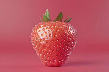 Single, glossy strawberry against a vibrant backdrop.