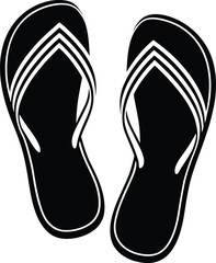 Simple Black Flip Flop Silhouette Summer Beach Sandal Design