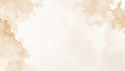 Obraz premium Abstract Beige Watercolor Background Texture with Soft Brown Splashes Ideal for Wedding Invitations or Branding Designs