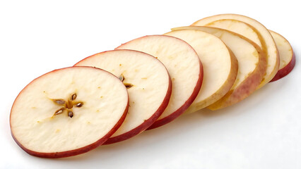 Fresh Sliced Apple Rings on White Background Top View