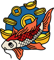 Koi fish and ancient Chinese money