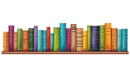 Obraz premium Educational Style Image Featuring Colorful Books, Close-up View of Bookshelf, Front Board, School Supplies Concept