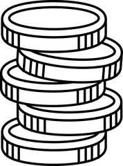 black and white a stack of gold coins illustration