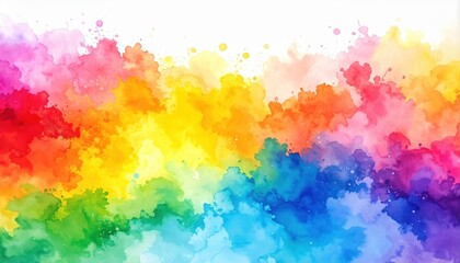 Vibrant Rainbow Watercolor Wash Background Texture ideal for digital design projects websites and social media