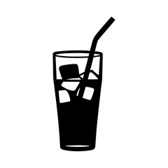 Iced drink vector illustration: refreshing beverage with ice cubes and straw for summer time fun