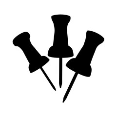 Find black push pins vector illustration, office pin needle clip art, tack pin for bulletin board