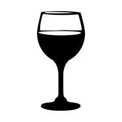 Isolated black and white wine glass vector illustration for wine bar design and alcohol drink menu