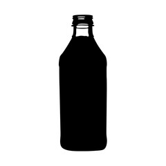 Black glass bottle silhouette vector illustration for beverage packaging and product design needs