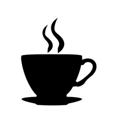 Black coffee cup vector illustration design element for coffee shop cafe or restaurant logo and menu