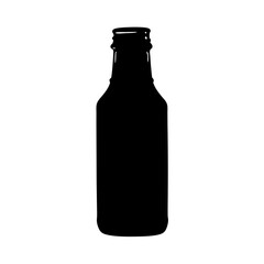 Black silhouette of a glass bottle for drinks alcohol beverage liquid container packaging vector