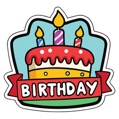 birthday sticker icon on white background
