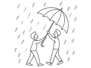 happy friendship day two friend under the rain