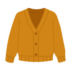Brown Knitted Cardigan Vector Illustration