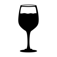 Isolated black and white wine glass vector illustration for winery and restaurant design needs