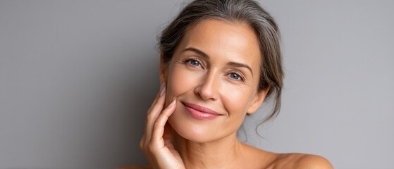 Ageless radiance Womans serene selfcare portrait
