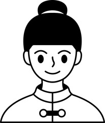 black and white illustration of Chinese woman in cheongsam