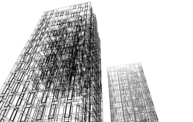 Architectural drawing vector 3d illustration