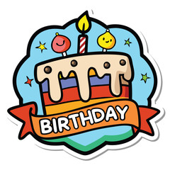 birthday sticker icon on white background