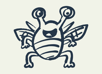 Illustration of an Alien and Monster Doodle