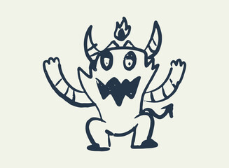 Illustration of an Alien and Monster Doodle