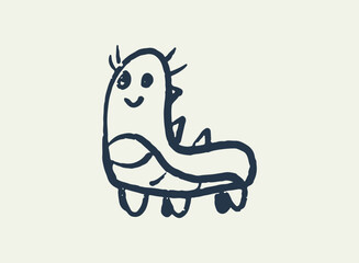 Illustration of an Alien and Monster Doodle