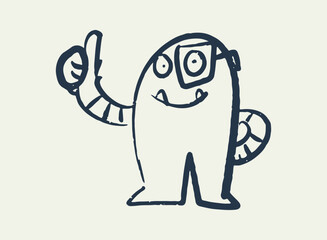 Illustration of an Alien and Monster Doodle