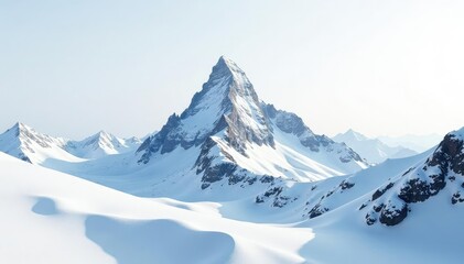 Obraz premium Snow-covered mountain peak, pristine white backdrop, beautiful, winter