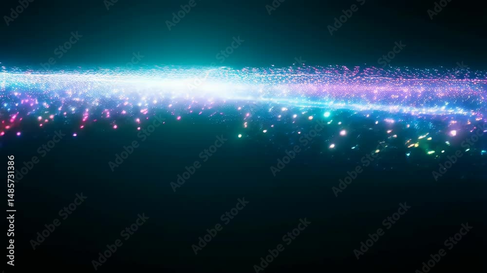 Wall mural abstract multicolored dots forming a cosmic galaxy or nebula in a dark space background, creating a 