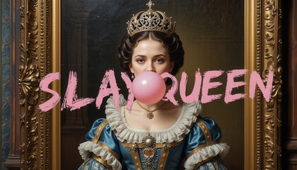 Royal with Attitude: "Slay Queen" Portrait & Bubble Gum