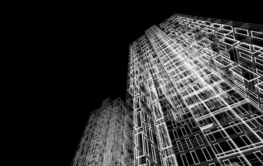 Architectural drawing vector 3d illustration