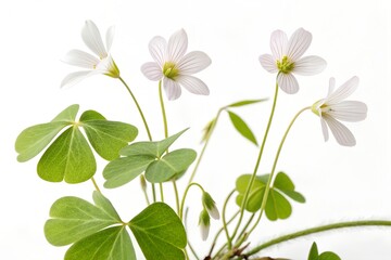 Fototapeta premium White anemone flowers bloom in spring, their delicate white petals a beautiful closeup against a pure white background