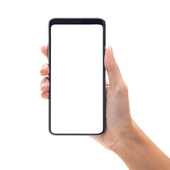 hand holding smart phone isolated