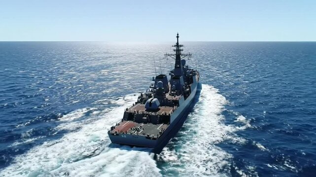 Modern Navy Warship Ocean Voyage