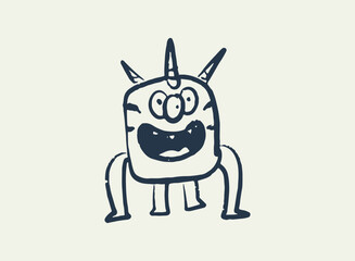 Illustration of an Alien and Monster Doodle