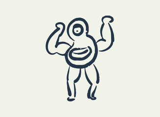 Illustration of an Alien and Monster Doodle