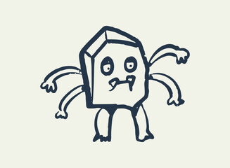 Illustration of an Alien and Monster Doodle