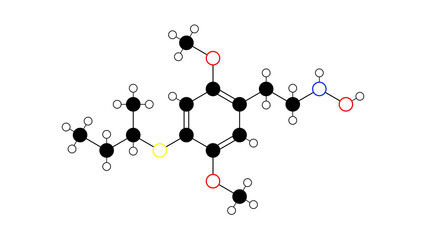 hot-17 molecule, structural chemical formula, ball-and-stick model, isolated image hallucinogenic compound