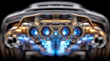 Obraz premium Cars powerful quad exhaust system