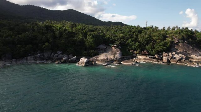Stunning Aerial View of Bambu - a Tropical Coastal in Koh Phangan,Thailand. 