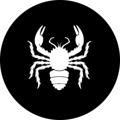 Stylized arthropod design in monochrome, evoking heraldic elements and simplicity