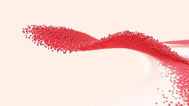 The red particles flow and converge in a dynamic state