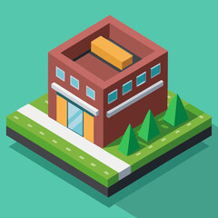 isometric house with a roof